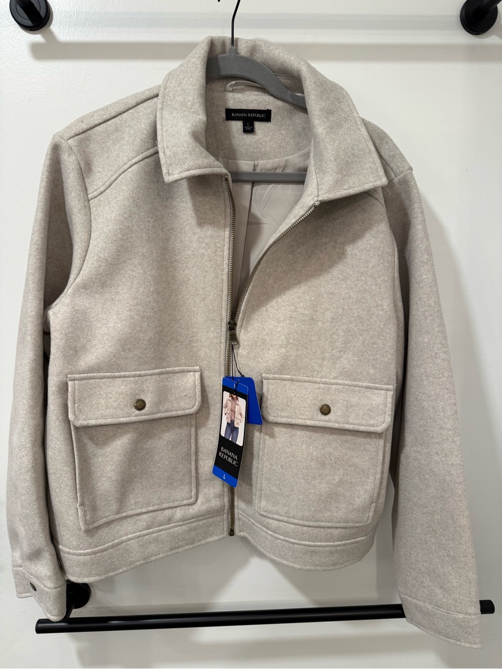 NWT Banana Republic Heathered Cream Utility Jacket size L